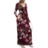imageGRECERELLE Womens Long Sleeve V Neck Casual Button Maxi Dress 2025 with PocketsFloral Wine Red