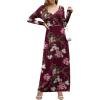 imageGRECERELLE Womens Long Sleeve V Neck Casual Button Maxi Dress 2025 with PocketsFloral Wine Red