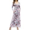 imageGRECERELLE Womens Long Sleeve V Neck Casual Button Maxi Dress 2025 with PocketsGray Azalea