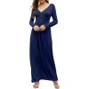 imageGRECERELLE Womens Long Sleeve V Neck Casual Button Maxi Dress 2025 with PocketsNavy Blue