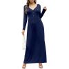 imageGRECERELLE Womens Long Sleeve V Neck Casual Button Maxi Dress 2025 with PocketsNavy Blue