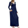 imageGRECERELLE Womens Long Sleeve V Neck Casual Button Maxi Dress 2025 with PocketsNavy Blue