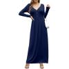 imageGRECERELLE Womens Long Sleeve V Neck Casual Button Maxi Dress 2025 with PocketsNavy Blue