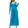 imageGRECERELLE Womens Long Sleeve V Neck Casual Button Maxi Dress 2025 with PocketsNile Blue