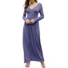 imageGRECERELLE Womens Long Sleeve V Neck Casual Button Maxi Dress 2025 with PocketsPurple Gray