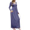 imageGRECERELLE Womens Long Sleeve V Neck Casual Button Maxi Dress 2025 with PocketsPurple Gray