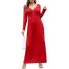 imageGRECERELLE Womens Long Sleeve V Neck Casual Button Maxi Dress 2025 with PocketsRed