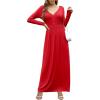 imageGRECERELLE Womens Long Sleeve V Neck Casual Button Maxi Dress 2025 with PocketsRed