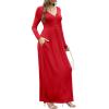 imageGRECERELLE Womens Long Sleeve V Neck Casual Button Maxi Dress 2025 with PocketsRed