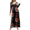 imageGRECERELLE Womens Long Sleeve V Neck Casual Button Maxi Dress 2025 with PocketsRed Brown Black