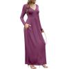 imageGRECERELLE Womens Long Sleeve V Neck Casual Button Maxi Dress 2025 with PocketsRed Gray