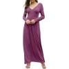imageGRECERELLE Womens Long Sleeve V Neck Casual Button Maxi Dress 2025 with PocketsRed Gray