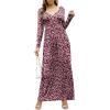 imageGRECERELLE Womens Long Sleeve V Neck Casual Button Maxi Dress 2025 with PocketsRed Sunflower