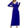 imageGRECERELLE Womens Long Sleeve V Neck Casual Button Maxi Dress 2025 with PocketsRoyal Blue