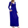 imageGRECERELLE Womens Long Sleeve V Neck Casual Button Maxi Dress 2025 with PocketsRoyal Blue