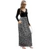 imageGRECERELLE Womens Long Sleeve V Neck Casual Button Maxi Dress 2025 with PocketsSpotted Black