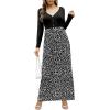 imageGRECERELLE Womens Long Sleeve V Neck Casual Button Maxi Dress 2025 with PocketsSpotted Black