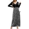 imageGRECERELLE Womens Long Sleeve V Neck Casual Button Maxi Dress 2025 with PocketsSpotted Black