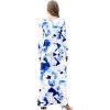 imageGRECERELLE Womens Long Sleeve V Neck Casual Button Maxi Dress 2025 with PocketsWhite Ink Blue