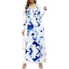 imageGRECERELLE Womens Long Sleeve V Neck Casual Button Maxi Dress 2025 with PocketsWhite Ink Blue