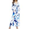 imageGRECERELLE Womens Long Sleeve V Neck Casual Button Maxi Dress 2025 with PocketsWhite Ink Blue