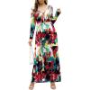 imageGRECERELLE Womens Long Sleeve V Neck Casual Button Maxi Dress 2025 with PocketsWhite Ink Red