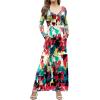 imageGRECERELLE Womens Long Sleeve V Neck Casual Button Maxi Dress 2025 with PocketsWhite Ink Red