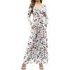 imageGRECERELLE Womens Long Sleeve V Neck Casual Button Maxi Dress 2025 with PocketsWhite Periwinkle