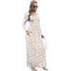 imageGRECERELLE Womens Long Sleeve V Neck Casual Button Maxi Dress 2025 with PocketsWhite Pink Rose