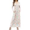 imageGRECERELLE Womens Long Sleeve V Neck Casual Button Maxi Dress 2025 with PocketsWhite Pink Rose