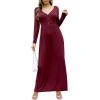 imageGRECERELLE Womens Long Sleeve V Neck Casual Button Maxi Dress 2025 with PocketsWine Red