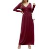 imageGRECERELLE Womens Long Sleeve V Neck Casual Button Maxi Dress 2025 with PocketsWine Red