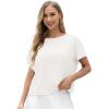 imageGRECERELLE Womens Open Back Workout Tops Backless Athletic Shirts Casual Crop Running Tee Y2k YogaAwhite