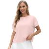 imageGRECERELLE Womens Open Back Workout Tops Backless Athletic Shirts Casual Crop Running Tee Y2k YogaPink