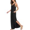 imageGRECERELLE Womens Summer Casual Loose Dress Beach Cover Up Long Cami Maxi Dresses with Pocket01 Black