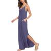 imageGRECERELLE Womens Summer Casual Loose Dress Beach Cover Up Long Cami Maxi Dresses with Pocket04 Purple Gray
