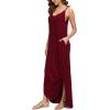 imageGRECERELLE Womens Summer Casual Loose Dress Beach Cover Up Long Cami Maxi Dresses with Pocket06 Wine Red