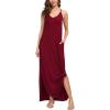imageGRECERELLE Womens Summer Casual Loose Dress Beach Cover Up Long Cami Maxi Dresses with Pocket06 Wine Red