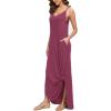 imageGRECERELLE Womens Summer Casual Loose Dress Beach Cover Up Long Cami Maxi Dresses with Pocket11 Red Gray