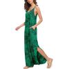 imageGRECERELLE Womens Summer Casual Loose Dress Beach Cover Up Long Cami Maxi Dresses with Pocket12 Fp Big Green Leaf