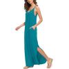 imageGRECERELLE Womens Summer Casual Loose Dress Beach Cover Up Long Cami Maxi Dresses with Pocket16 Acid Blue
