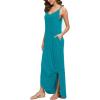imageGRECERELLE Womens Summer Casual Loose Dress Beach Cover Up Long Cami Maxi Dresses with Pocket16 Acid Blue