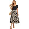 imageGRECERELLE Womens Summer Casual Short Sleeve Crewneck Tiered Flowy Maxi Long Dress with Pockets S2XL01 Prints Khaki