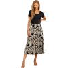 imageGRECERELLE Womens Summer Casual Short Sleeve Crewneck Tiered Flowy Maxi Long Dress with Pockets S2XL01 Prints Khaki