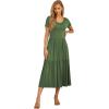 imageGRECERELLE Womens Summer Casual Short Sleeve Crewneck Tiered Flowy Maxi Long Dress with Pockets S2XLArmy Green