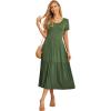 imageGRECERELLE Womens Summer Casual Short Sleeve Crewneck Tiered Flowy Maxi Long Dress with Pockets S2XLArmy Green