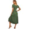 imageGRECERELLE Womens Summer Casual Short Sleeve Crewneck Tiered Flowy Maxi Long Dress with Pockets S2XLArmy Green