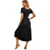 imageGRECERELLE Womens Summer Casual Short Sleeve Crewneck Tiered Flowy Maxi Long Dress with Pockets S2XLBlack