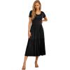 imageGRECERELLE Womens Summer Casual Short Sleeve Crewneck Tiered Flowy Maxi Long Dress with Pockets S2XLBlack