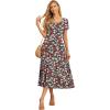 imageGRECERELLE Womens Summer Casual Short Sleeve Crewneck Tiered Flowy Maxi Long Dress with Pockets S2XLBlack Daffodil